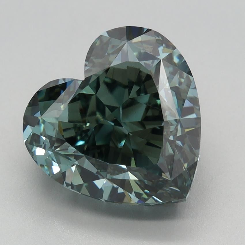 3.81 Ct. Fancy Vivid Bluish Green Heart Lab Grown Diamond