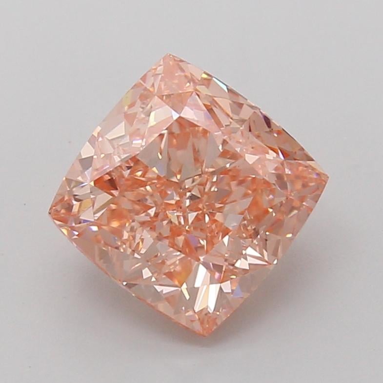3.09 Ct. Fancy Vivid Orangy Pink Cushion Lab Grown Diamond