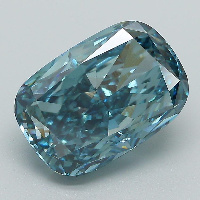 5.16 Ct. Fancy Vivid Blue Cushion Lab Grown Diamond