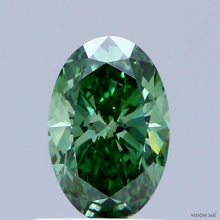 0.67 Ct. Fancy Vivid Green Oval Lab Grown Diamond
