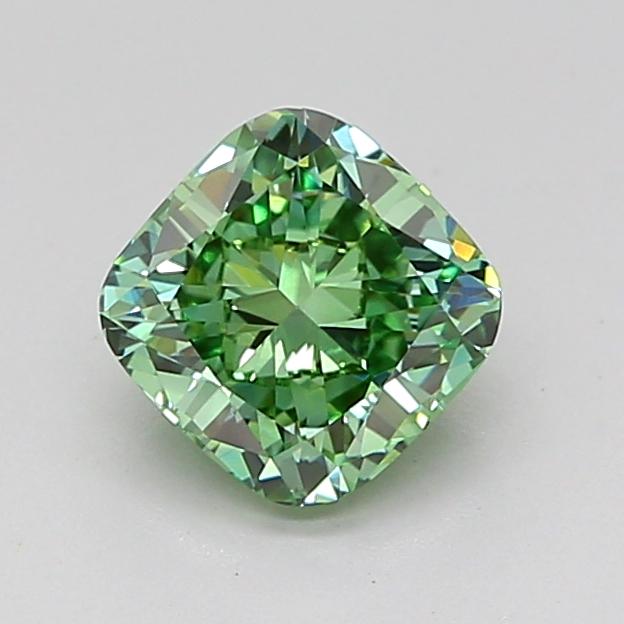 1.02 Ct. Fancy Vivid Green Cushion Lab Grown Diamond