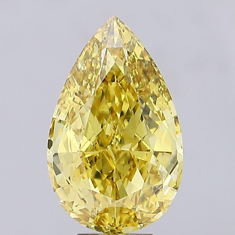 7.34 Ct. Fancy Vivid Yellow Pear Lab Grown Diamond