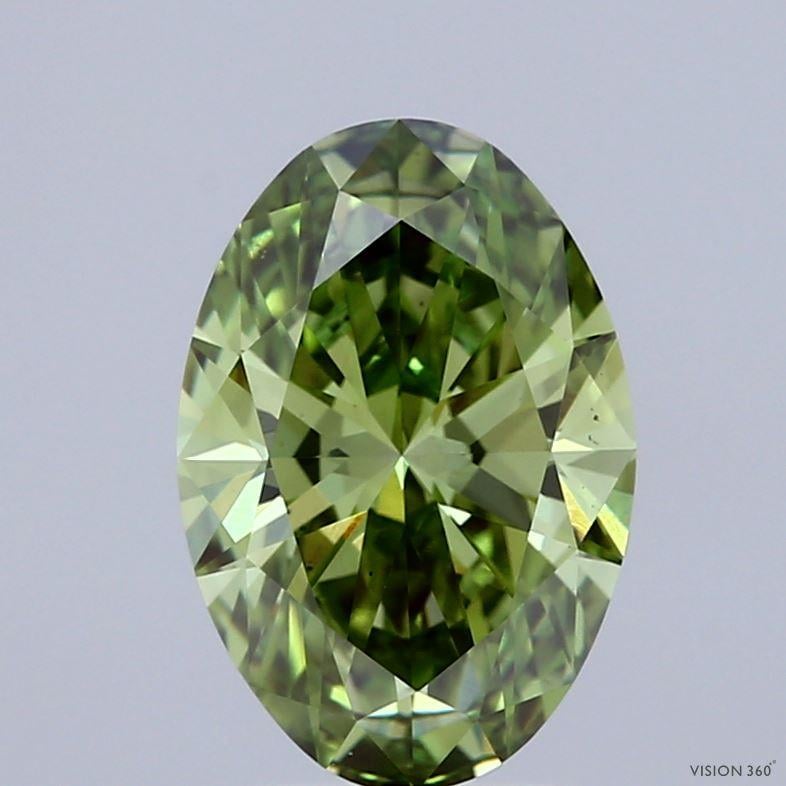 2.01 Ct. Fancy Vivid Green Oval Lab Grown Diamond
