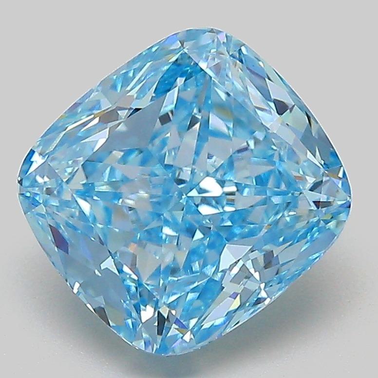 3.03 Ct. Fancy Vivid  Blue Cushion Lab Grown Diamond