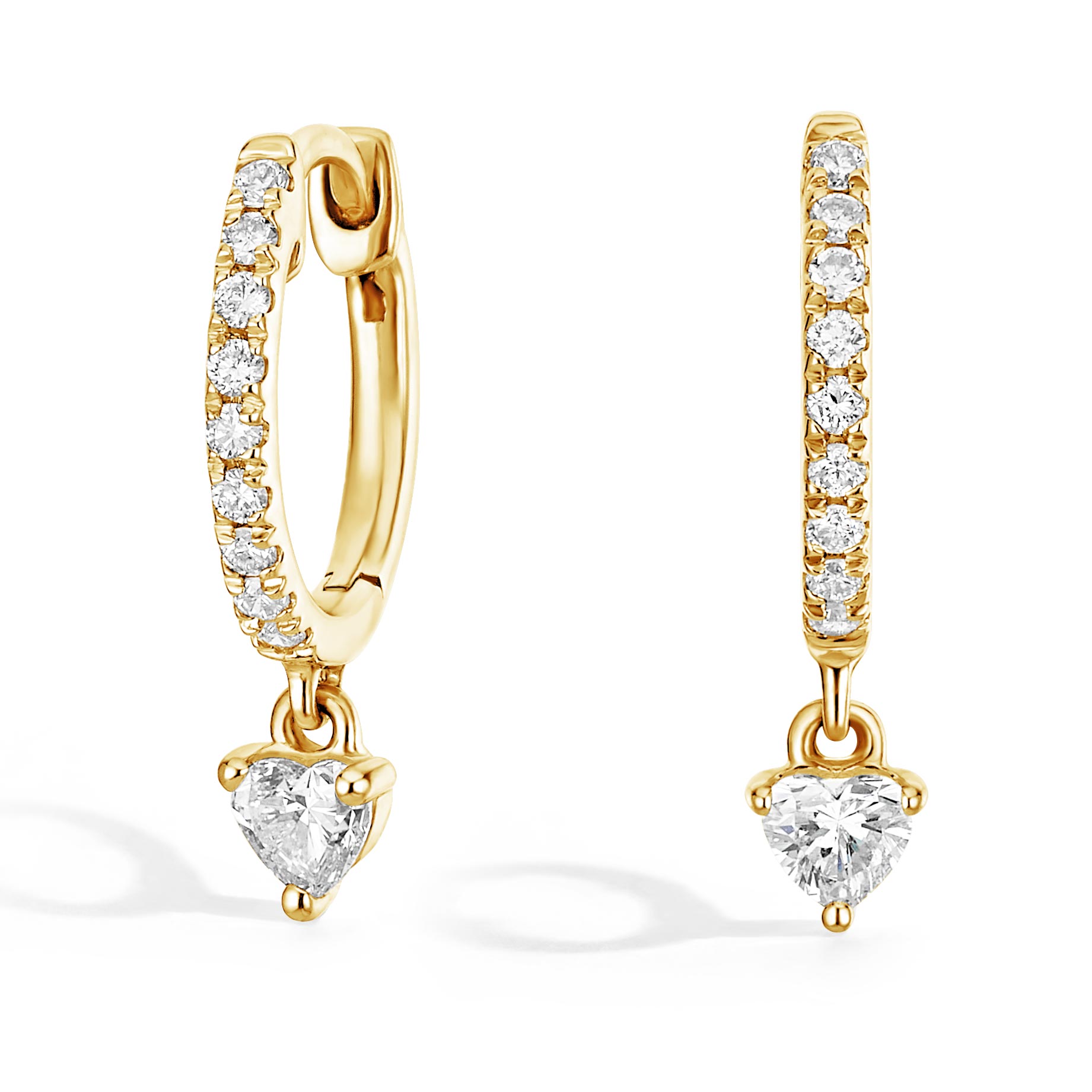 14K Yellow Gold Heart Shaped Lab Diamond Hoop Earrings (1/3 ct. tw ...