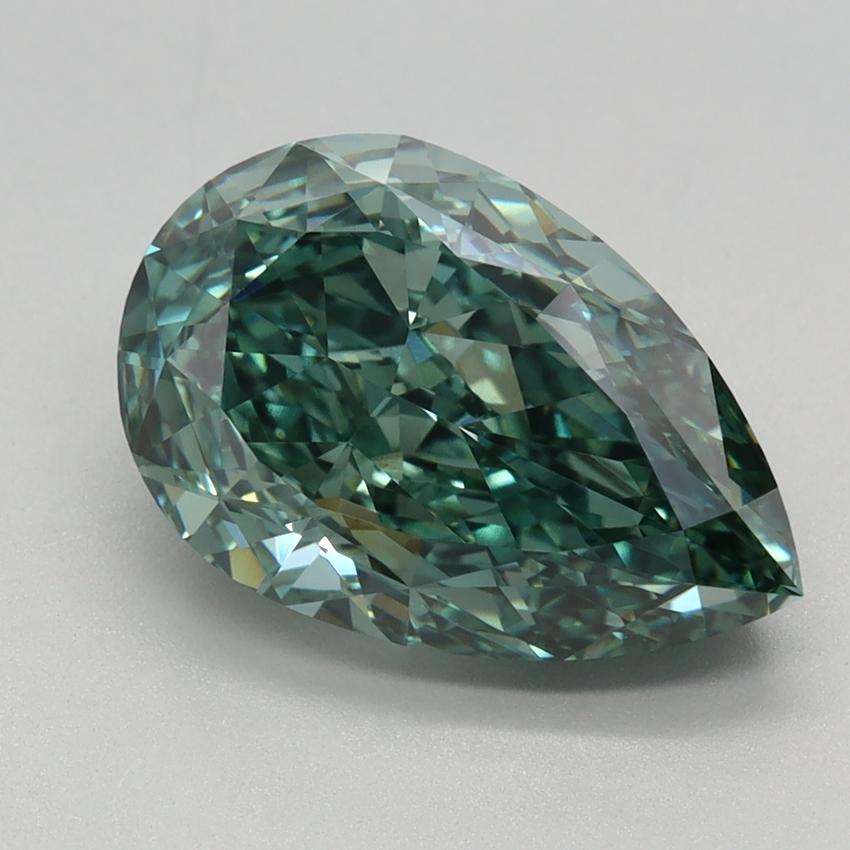 3.13 Ct. Fancy Vivid Green Pear Lab Grown Diamond