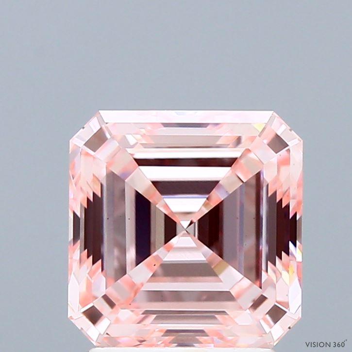 2.57 Ct. Fancy Intense Pink Asscher Lab Grown Diamond