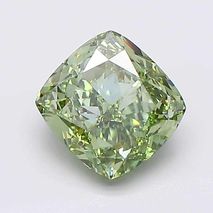 2.05 Ct. Fancy Vivid  Green Cushion Lab Grown Diamond