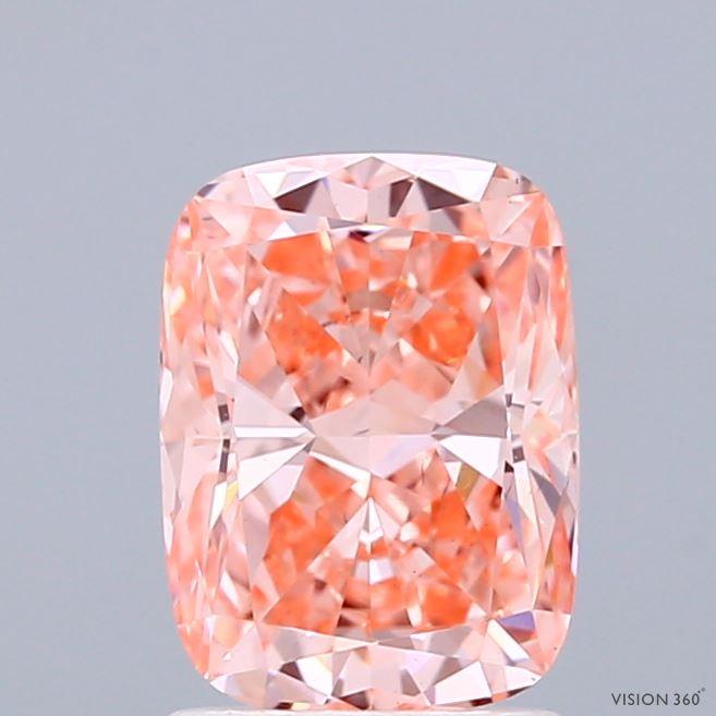 1.54 Ct. Fancy Vivid  Pink Cushion Lab Grown Diamond