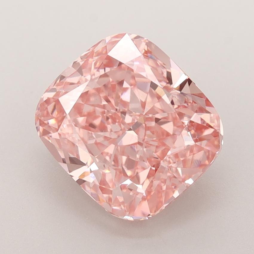 3.23 Ct. Fancy Vivid  Pink Cushion Lab Grown Diamond