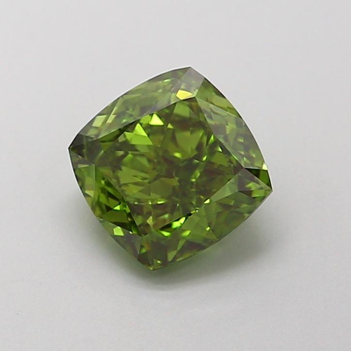 1.04 Ct. Fancy Vivid Green Cushion Lab Grown Diamond