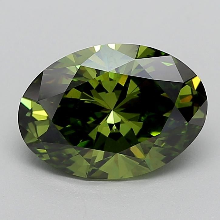 3.08 Ct. Fancy Vivid  Green Oval Lab Grown Diamond