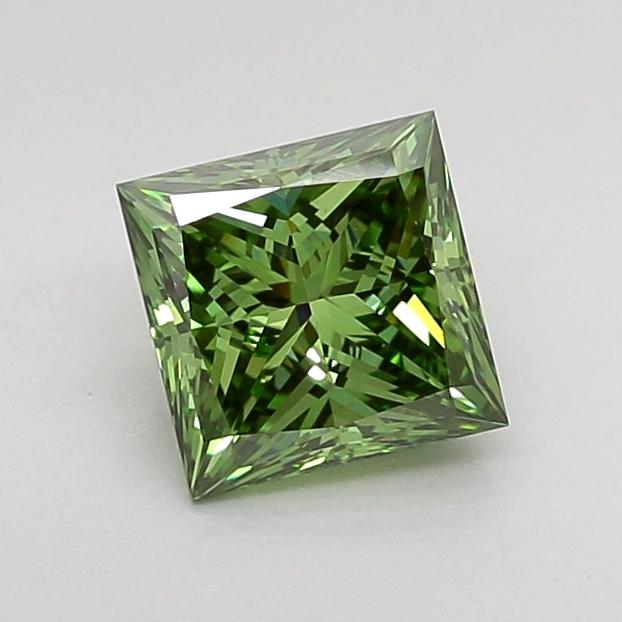 0.92 Ct. Fancy Vivid Green Princess Lab Grown Diamond