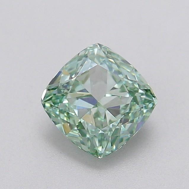 1.08 Ct. Fancy Vivid  Green Cushion Lab Grown Diamond