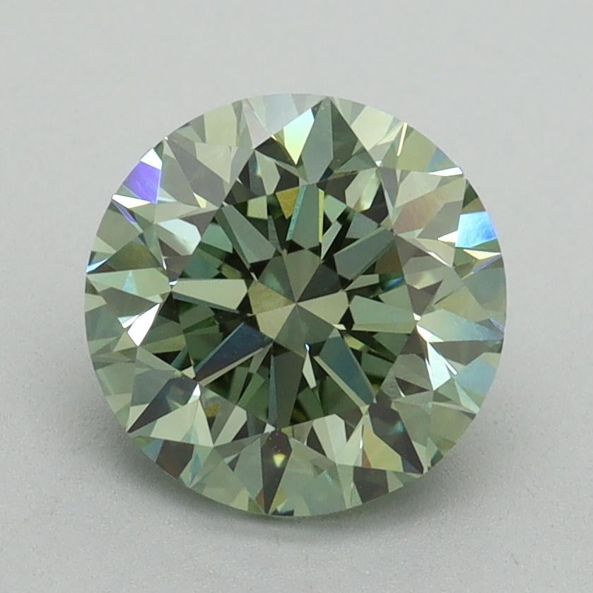 2.04 Ct. Fancy Vivid Green Round Lab Grown Diamond