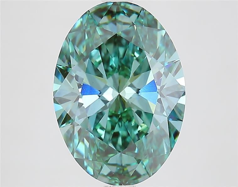 3.64 Ct. Fancy Vivid  Green Oval Lab Grown Diamond
