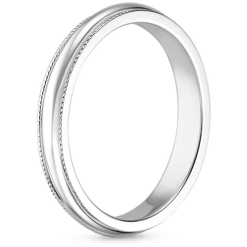 3mm Milgrain Wedding Ring in Platinum