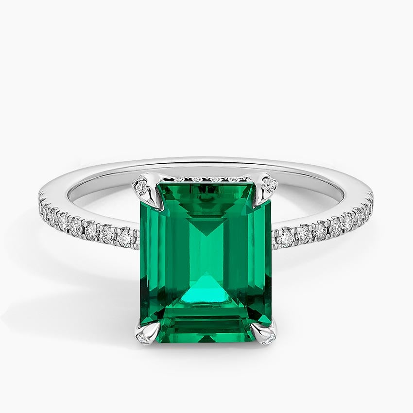 CLARA 925 Sterling Silver Green Adjustable Cocktail Ring Rhodium Plate