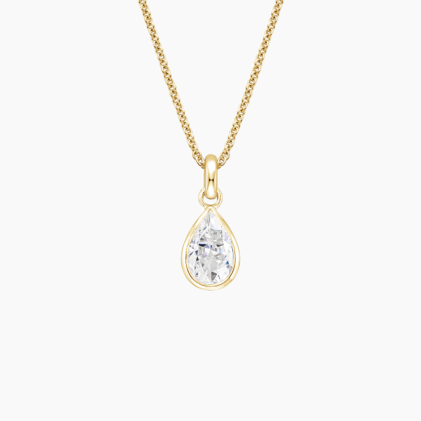 14K Yellow Gold Teardrop Moissanite Pendant