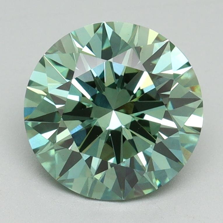 2.04 Ct. Fancy Vivid Green Round Lab Grown Diamond
