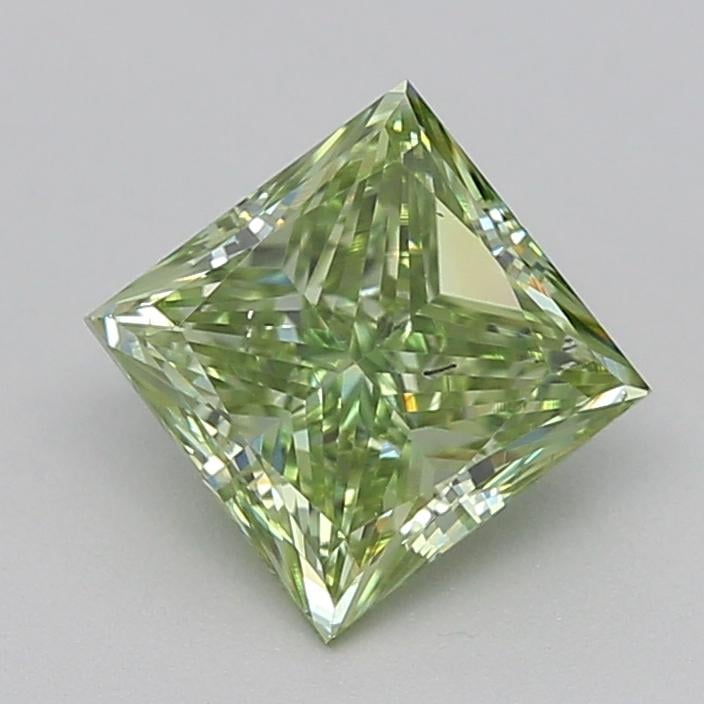 0.70 Ct. Fancy Vivid Green Princess Lab Grown Diamond