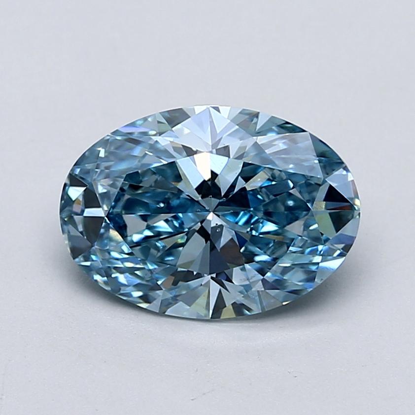 3.02 Ct. Fancy Vivid  Blue Oval Lab Grown Diamond