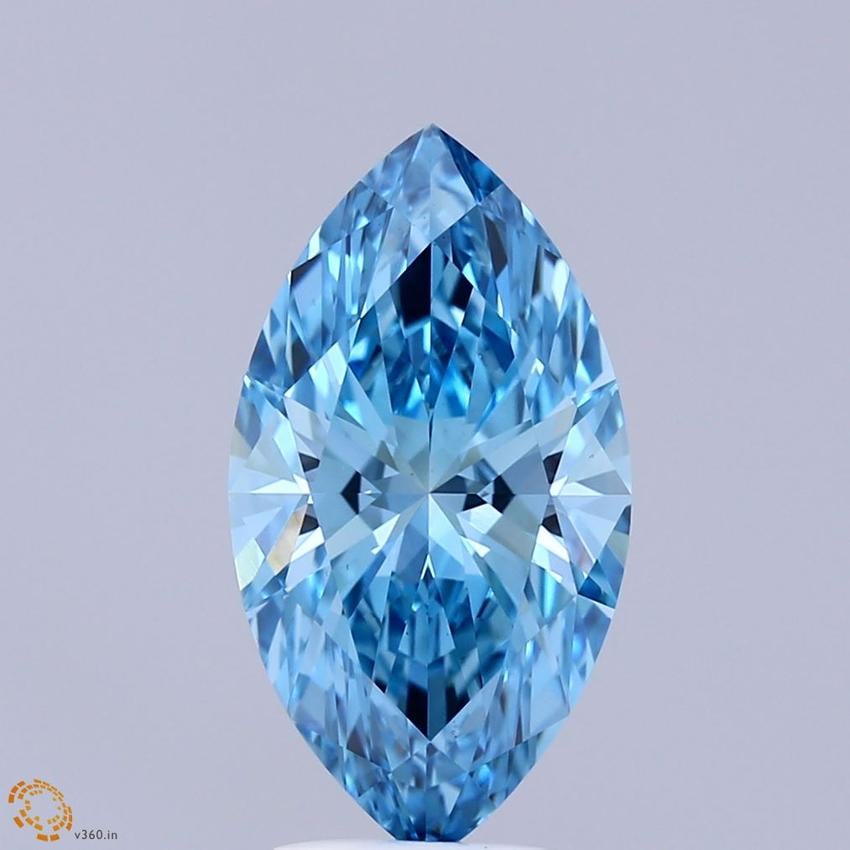 3.07 Ct. Fancy Vivid  Blue Marquise Lab Grown Diamond