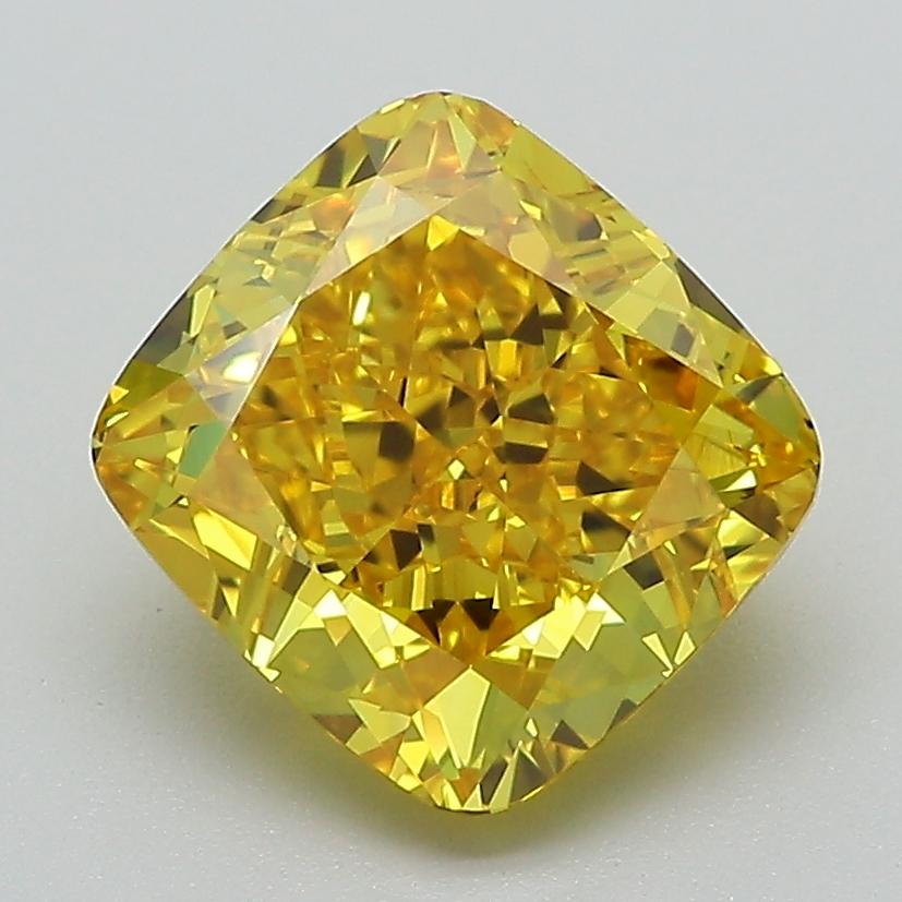 2.82 Ct. Fancy Vivid Yellow Cushion Lab Grown Diamond