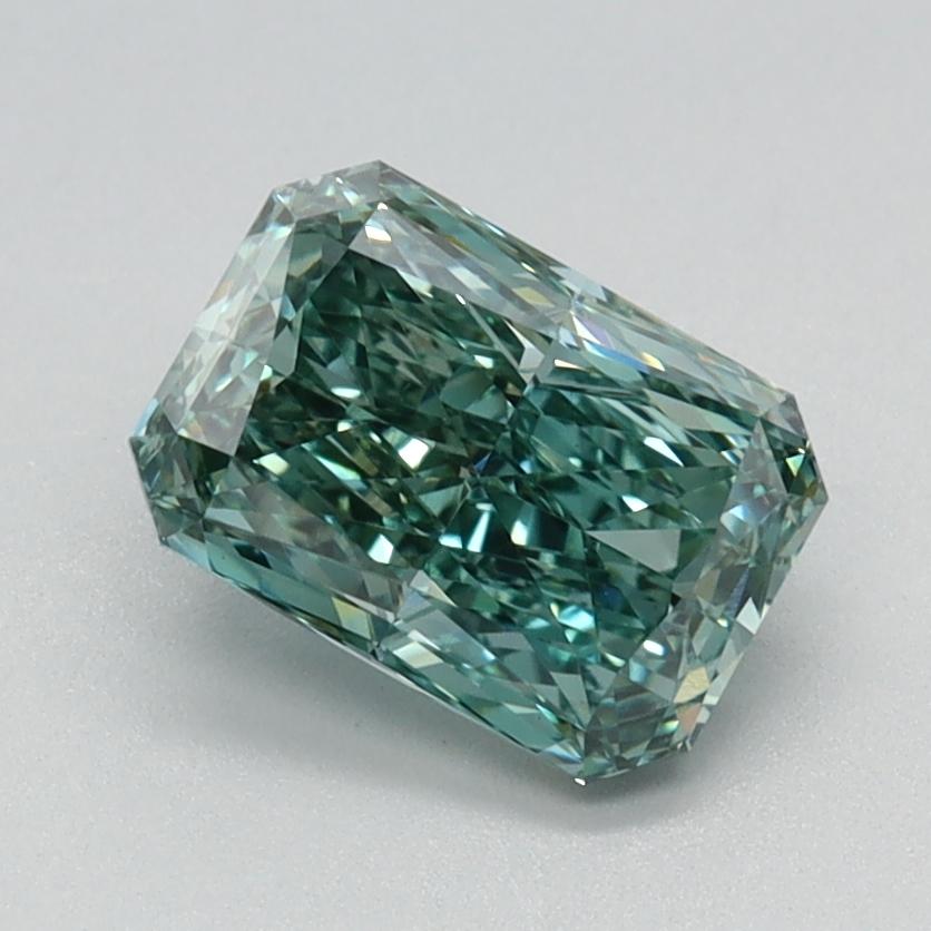 1.19 Ct. Fancy Vivid Bluish Green Radiant Lab Grown Diamond