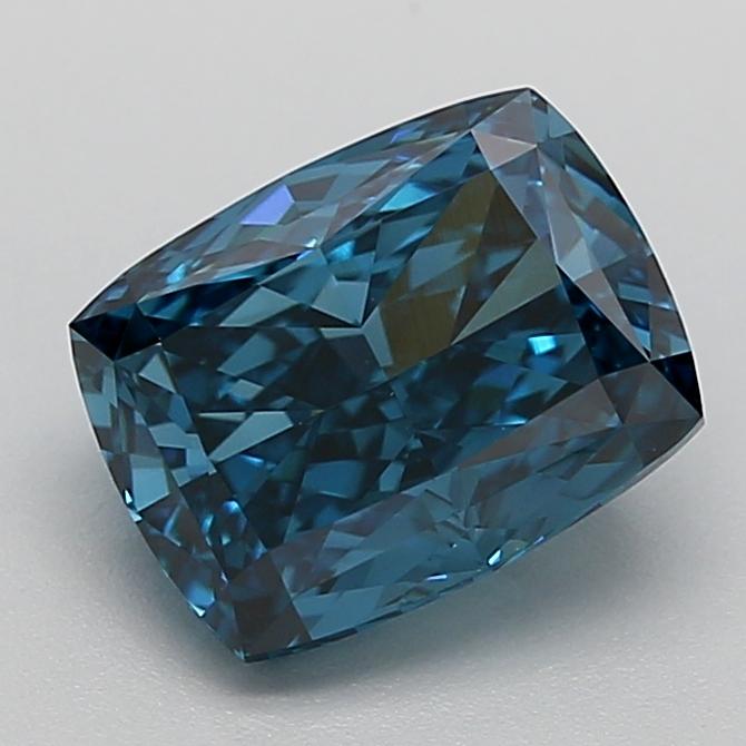 2.19 Ct. Fancy Vivid  Blue Cushion Lab Grown Diamond