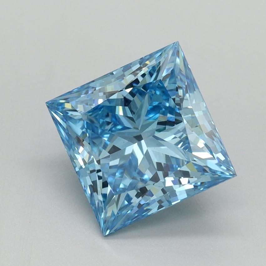 3.13 Ct. Fancy Vivid Blue Princess Lab Grown Diamond