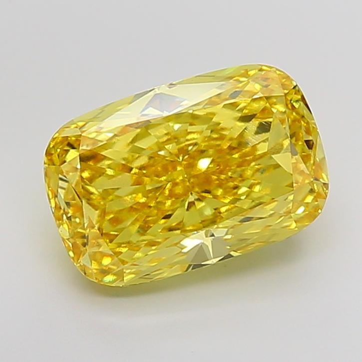 7.69 Ct. Fancy Vivid Yellow Cushion Lab Grown Diamond