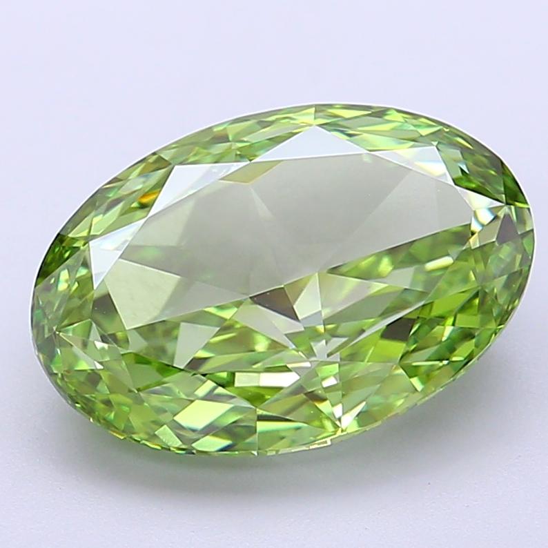 4.06 Ct. Fancy Vivid Green Oval Lab Grown Diamond