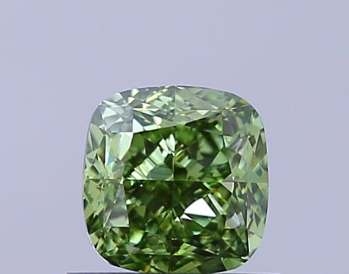 0.89 Ct. Fancy Vivid Green Cushion Lab Grown Diamond