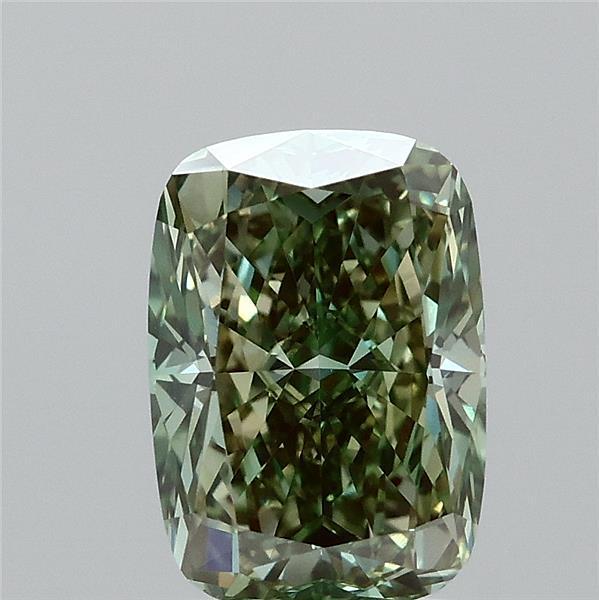 2.01 Ct. Fancy Vivid  Green Cushion Lab Grown Diamond