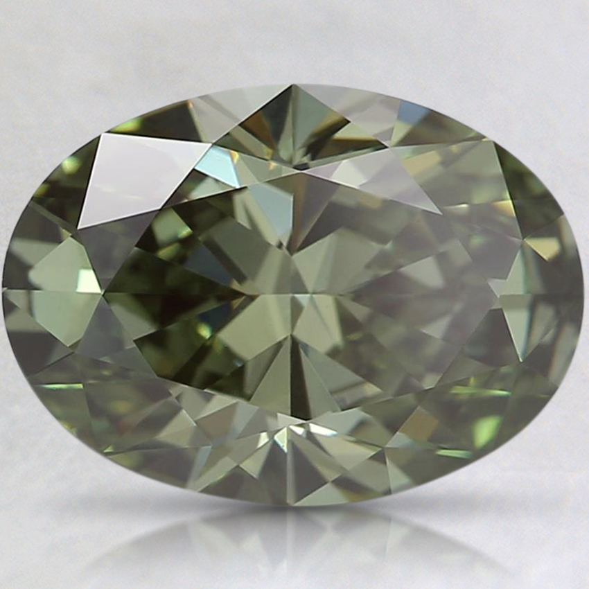 2.02 Ct. Fancy Vivid Grey-Green Oval Lab Created Diamond