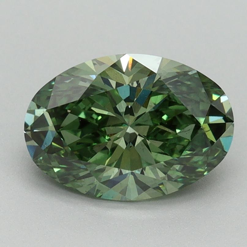 1.58 Ct. Fancy Vivid Green Oval Lab Grown Diamond
