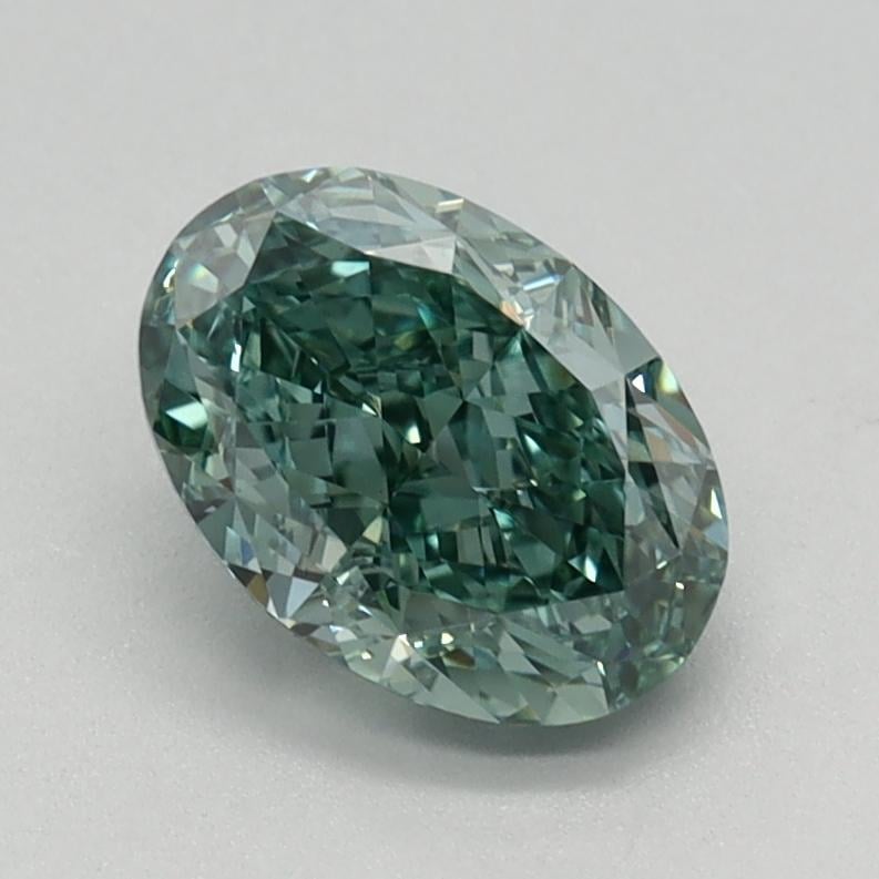 1.03 Ct. Fancy Vivid Bluish Green Oval Lab Grown Diamond