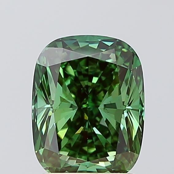 1.96 Ct. Fancy Vivid Green Cushion Lab Grown Diamond