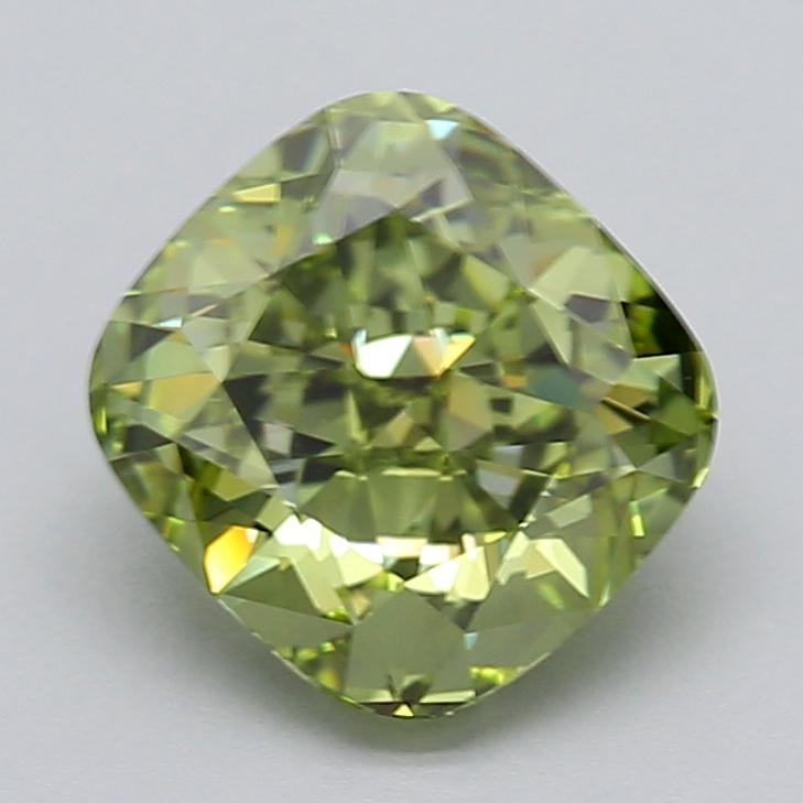 2.52 Ct. Fancy Vivid  Green Cushion Lab Grown Diamond