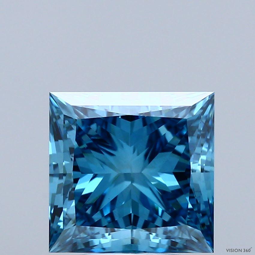 4.01 Ct. Fancy Vivid Blue Princess Lab Grown Diamond