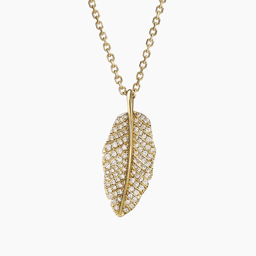 Yellow Gold Leaf deals Pendant 14K Slider Char