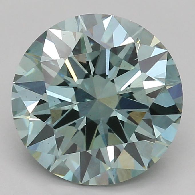 1.08 Ct. Fancy Vivid Greenish Blue Round Lab Grown Diamond
