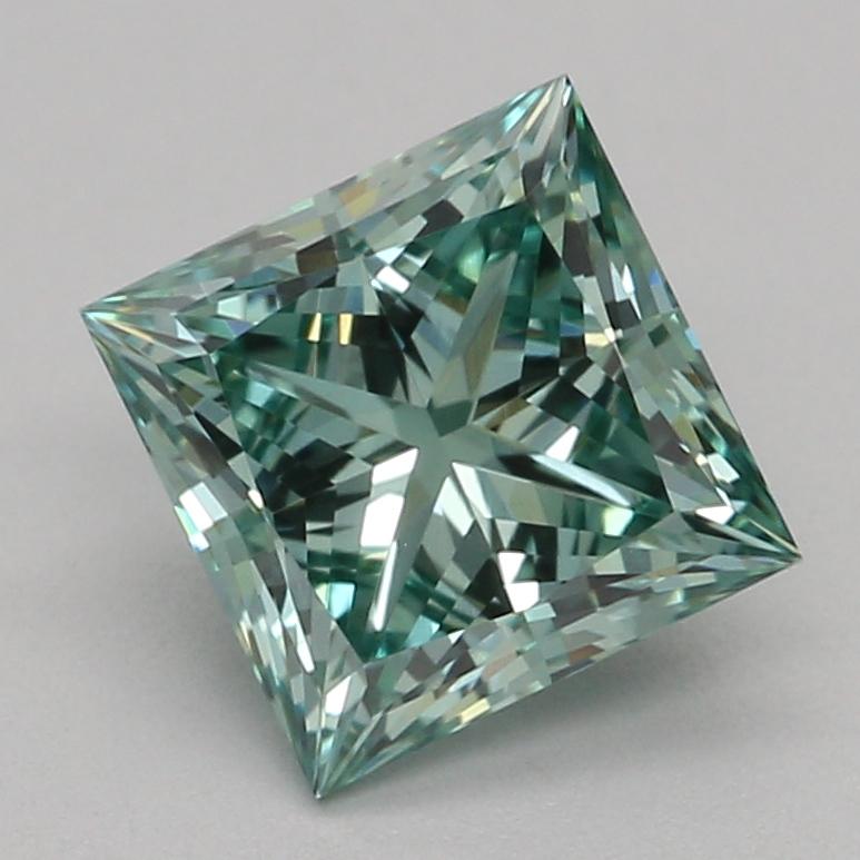 1.09 Ct. Fancy Vivid Green Princess Lab Grown Diamond