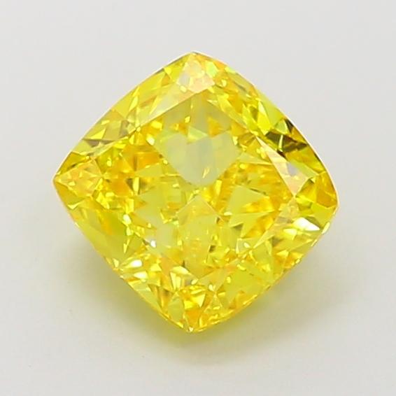 1.61 Ct. Fancy Vivid Yellow Cushion Lab Grown Diamond