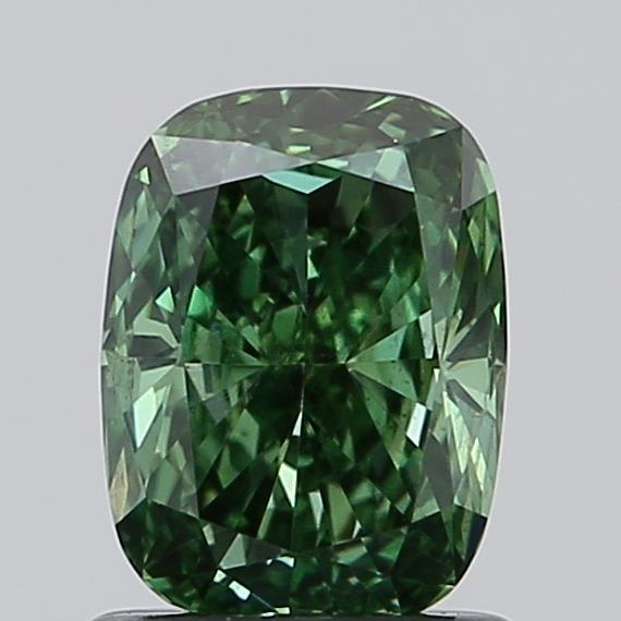1.00 Ct. Fancy Vivid Green Cushion Lab Grown Diamond