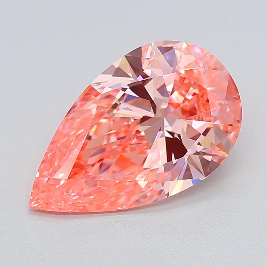 4.09 Ct. Fancy Vivid  Pink Pear Lab Grown Diamond
