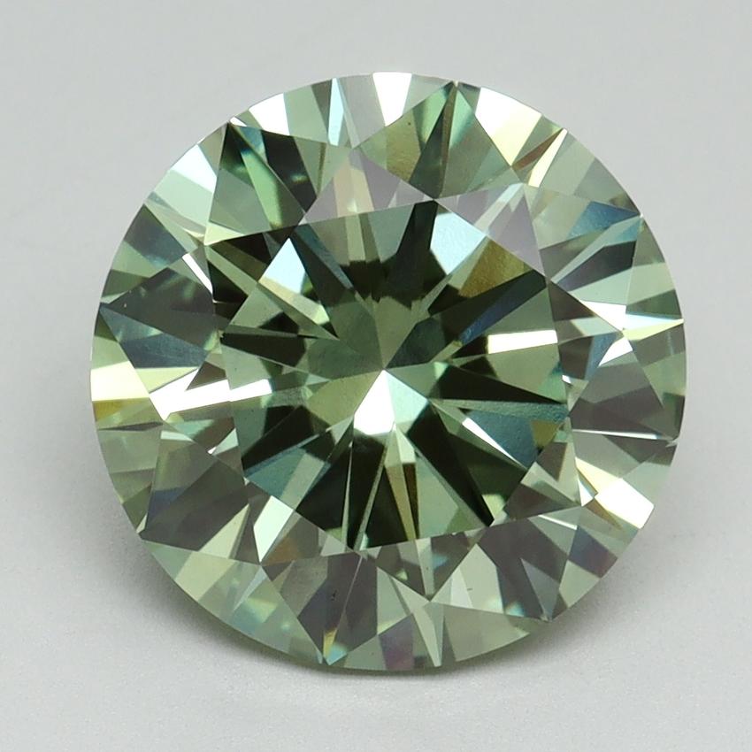 4.03 Ct. Fancy Vivid Green Round Lab Grown Diamond