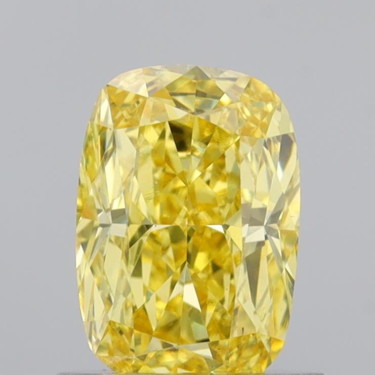 0.79 Ct. Fancy Vivid Yellow Cushion Lab Grown Diamond