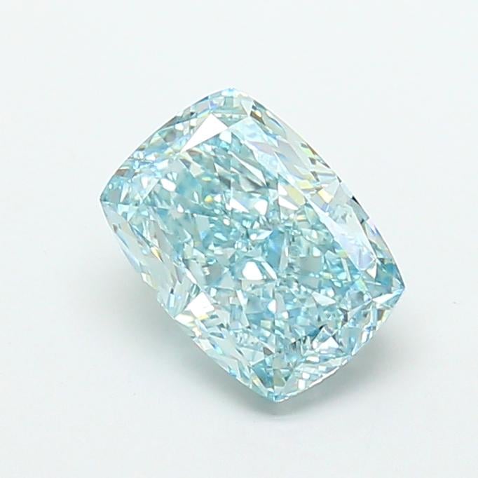 3.04 Ct. Fancy Intense Bluish Green Cushion Lab Grown Diamond